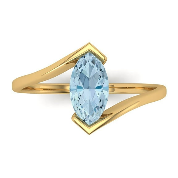 Solitaire Engagement Ring for Women - 2ct Natural Sky Blue Topaz in 14K Yellow Gold Promise Ring