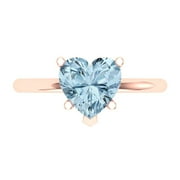 CLARA PUCCI Solitaire Engagement Ring for Women - 2ct Natural Swiss Blue Topaz in 18K Rose Gold Promise Ring