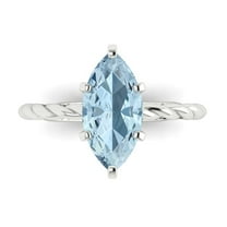 Solitaire Engagement Ring for Women - 2ct Simulated Blue Diamond in 18K White Gold Promise Ring
