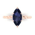thumbnail image 1 of Solitaire Engagement Ring for Women - 2ct Simulated Blue Sapphire in 14K Rose Gold Promise Ring, 1 of 7