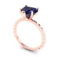 thumbnail image 1 of 2 cttw Simulated Blue Sapphire 14K Rose Gold Engagement Ring for Women - 8.0mm Heart Cut - Solitaire Solid Gold, 1 of 7