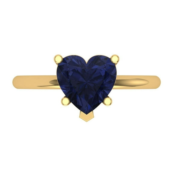 Solitaire Engagement Ring for Women - 2ct Simulated Blue Sapphire in 14K Yellow Gold Promise Ring