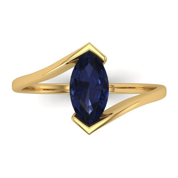 Solitaire Engagement Ring for Women - 2ct Simulated Blue Sapphire in 14K Yellow Gold Promise Ring