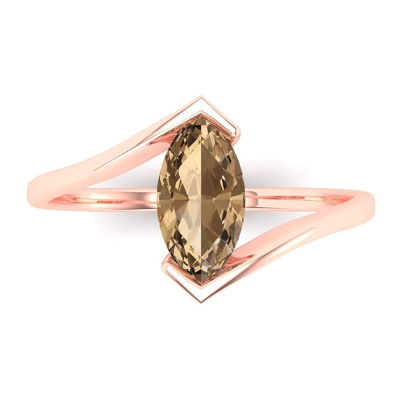 Solitaire Engagement Ring for Women - 2ct Simulated Champagne Diamond in 14K Rose Gold Promise Ring
