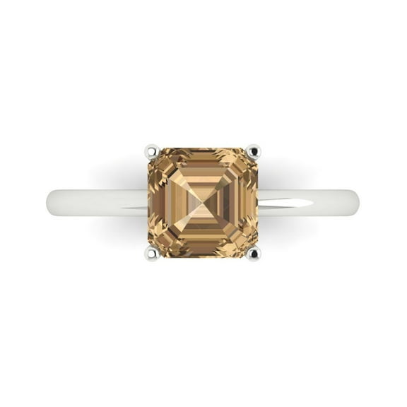 Solitaire Engagement Ring for Women - 2ct Simulated Champagne Diamond in 18K White Gold Promise Ring