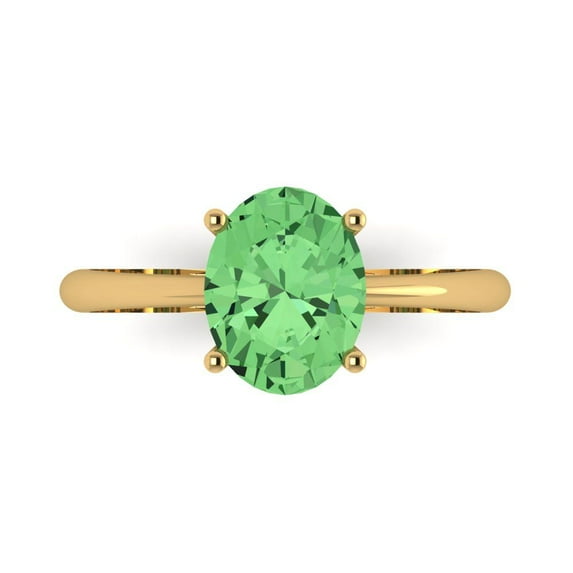 Solitaire Engagement Ring for Women - 2ct Simulated Green Diamond in 18K Yellow Gold Promise Ring