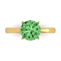 Solitaire Engagement Ring for Women - 2ct Simulated Green Diamond in 18K Yellow Gold Promise Ring