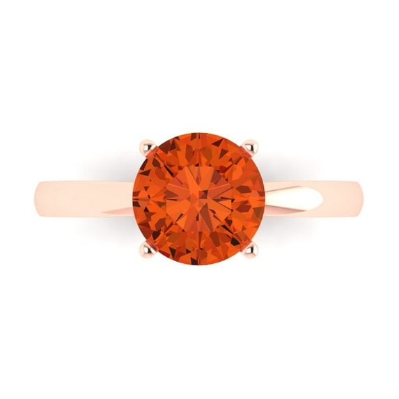 Solitaire Engagement Ring for Women - 2ct Simulated Red Diamond in 14K Rose Gold Promise Ring