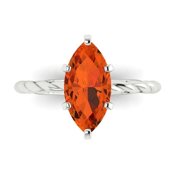 Solitaire Engagement Ring for Women - 2ct Simulated Red Diamond in 14K White Gold Promise Ring