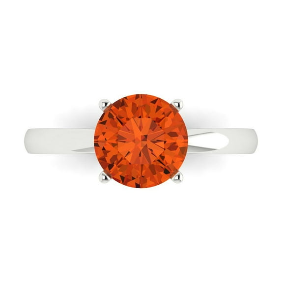 Solitaire Engagement Ring for Women - 2ct Simulated Red Diamond in 14K White Gold Promise Ring