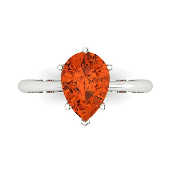 Solitaire Engagement Ring for Women - 2ct Simulated Red Diamond in 14K White Gold Promise Ring