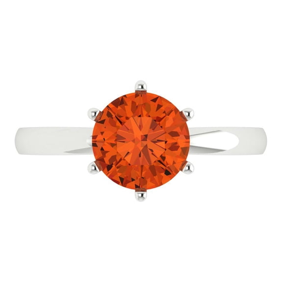 Solitaire Engagement Ring for Women - 2ct Simulated Red Diamond in 14K White Gold Promise Ring