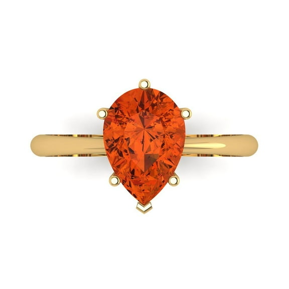 Solitaire Engagement Ring for Women - 2ct Simulated Red Diamond in 14K Yellow Gold Promise Ring