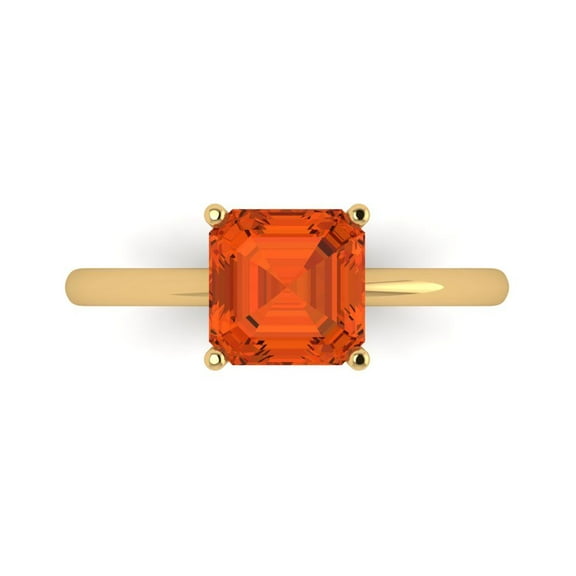 Solitaire Engagement Ring for Women - 2ct Simulated Red Diamond in 14K Yellow Gold Promise Ring