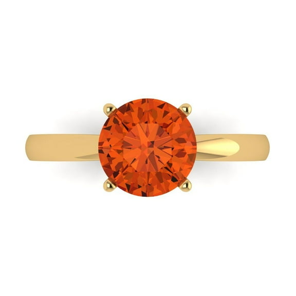 Solitaire Engagement Ring for Women - 2ct Simulated Red Diamond in 14K Yellow Gold Promise Ring