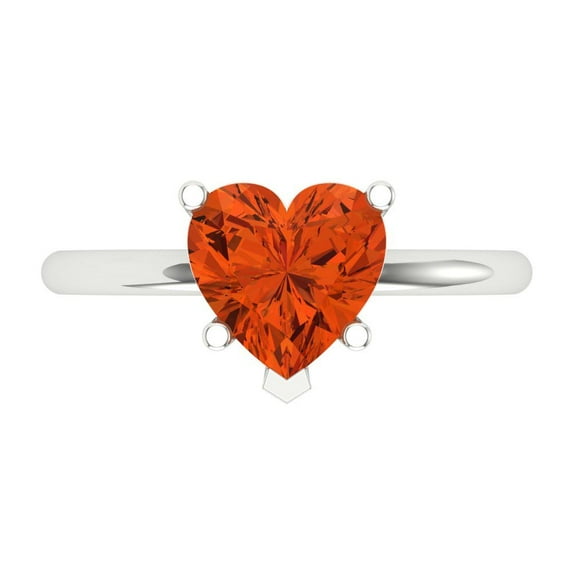 Solitaire Engagement Ring for Women - 2ct Simulated Red Diamond in 18K White Gold Promise Ring