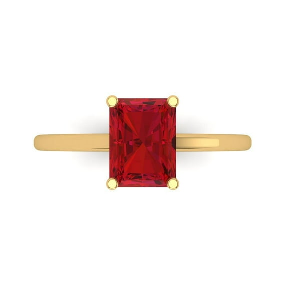 Solitaire Engagement Ring for Women - 2ct Simulated Ruby in 14K Yellow Gold Promise Ring