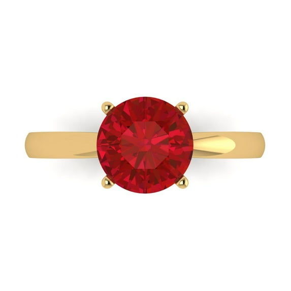 Solitaire Engagement Ring for Women - 2ct Simulated Ruby in 14K Yellow Gold Promise Ring