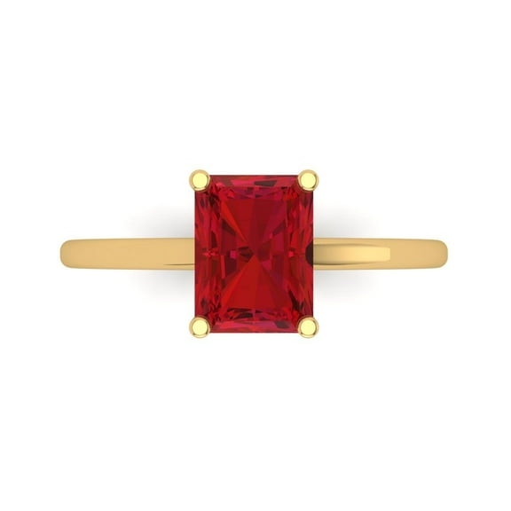 Solitaire Engagement Ring for Women - 2ct Simulated Ruby in 18K Yellow Gold Promise Ring