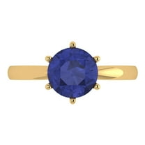 Solitaire Engagement Ring for Women - 2ct Simulated Tanzanite in 18K Yellow Gold Promise Ring