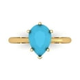thumbnail image 1 of Solitaire Engagement Ring for Women - 2ct Simulated Turquoise in 14K Yellow Gold Promise Ring, 1 of 6