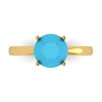 Solitaire Engagement Ring for Women - 2ct Simulated Turquoise in 18K Yellow Gold Promise Ring