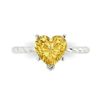 Solitaire Engagement Ring for Women - 2ct Simulated Yellow Diamond in 18K White Gold Promise Ring