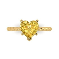 Solitaire Engagement Ring for Women - 2ct Simulated Yellow Diamond in 18K Yellow Gold Promise Ring