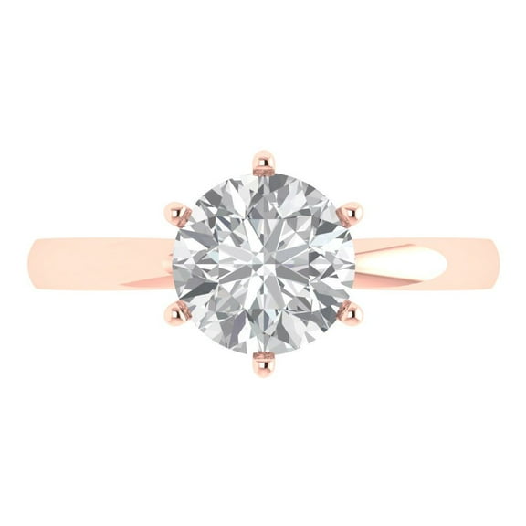 Solitaire Engagement Ring for Women - 2ct White Sapphire in 14K Rose Gold Promise Ring