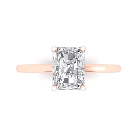Solitaire Engagement Ring for Women - 2ct White Sapphire in 14K Rose Gold Promise Ring