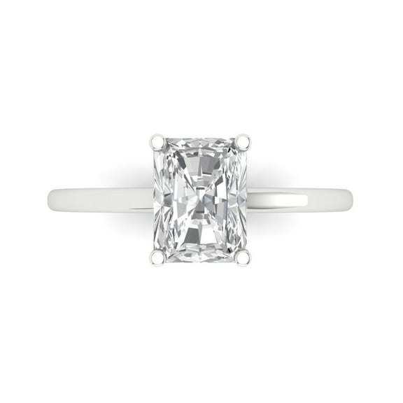 Solitaire Engagement Ring for Women - 2ct White Sapphire in 14K White Gold Promise Ring