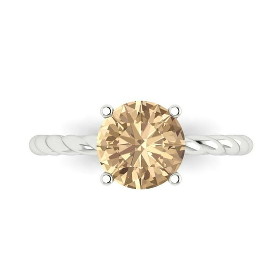 Solitaire Engagement Ring for Women - 2ct Yellow Moissanite in 14K White Gold Promise Ring