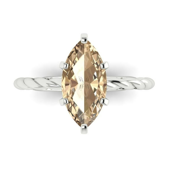 Solitaire Engagement Ring for Women - 2ct Yellow Moissanite in 14K White Gold Promise Ring