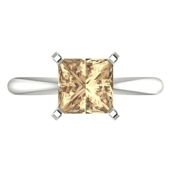 Solitaire Engagement Ring for Women - 2ct Yellow Moissanite in 14K White Gold Promise Ring