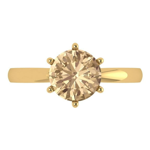 Solitaire Engagement Ring for Women - 2ct Yellow Moissanite in 14K Yellow Gold Promise Ring