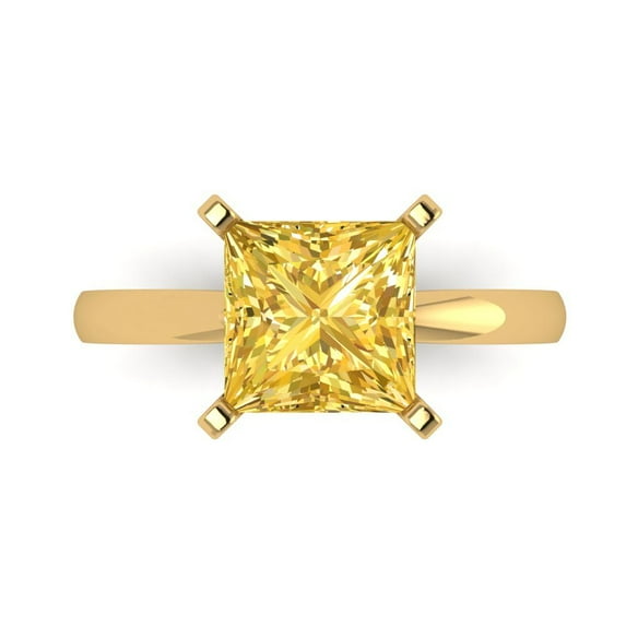 Solitaire Engagement Ring for Women - 3ct Natural Citrine in 14K Yellow Gold Promise Ring