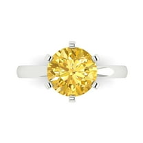 Solitaire Engagement Ring for Women - 3ct Natural Citrine in 18K White Gold Promise Ring