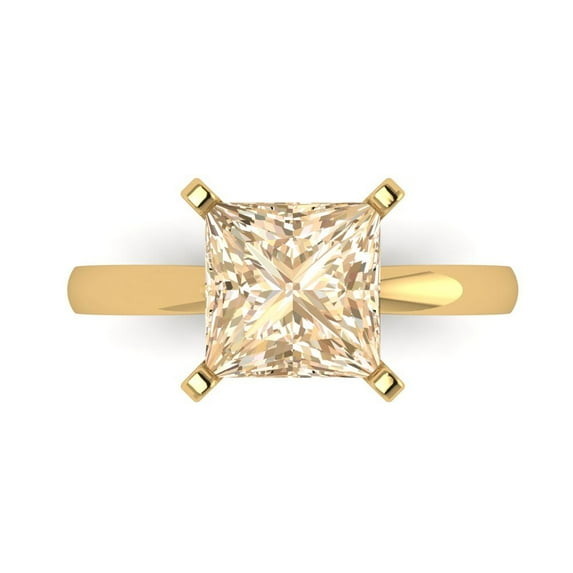 Solitaire Engagement Ring for Women - 3ct Natural Morganite in 14K Yellow Gold Promise Ring
