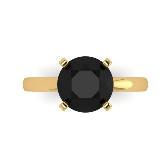 Solitaire Engagement Ring for Women - 3ct Natural Onyx in 14K Yellow Gold Promise Ring