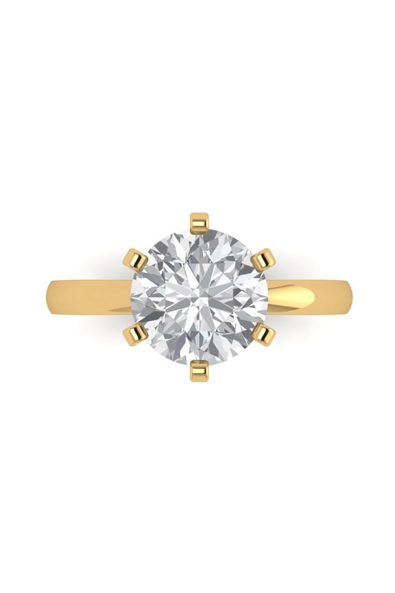 Solitaire Engagement Ring for Women - 3ct Simulated Diamond in 14K Yellow Gold Promise Ring