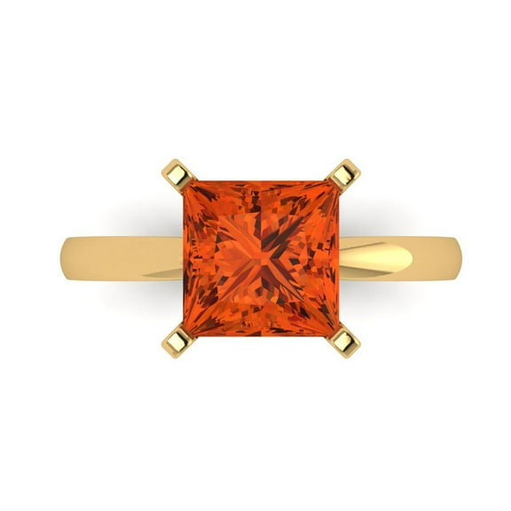 Solitaire Engagement Ring for Women - 3ct Simulated Red Diamond in 14K Yellow Gold Promise Ring