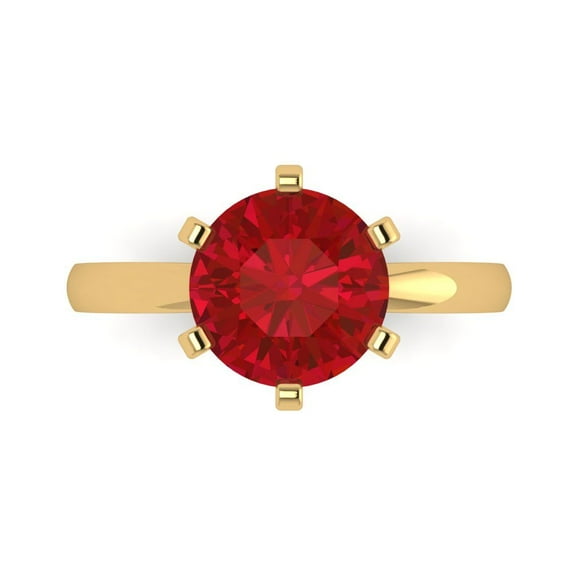 Solitaire Engagement Ring for Women - 3ct Simulated Ruby in 14K Yellow Gold Promise Ring