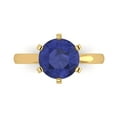 thumbnail image 1 of Solitaire Engagement Ring for Women - 3ct Simulated Tanzanite in 14K Yellow Gold Promise Ring, 1 of 8