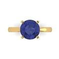 thumbnail image 1 of Solitaire Engagement Ring for Women - 3ct Simulated Tanzanite in 18K Yellow Gold Promise Ring, 1 of 5