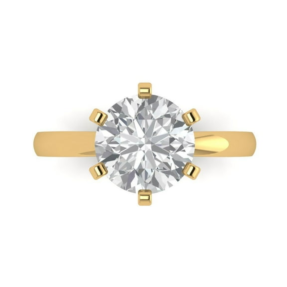 Solitaire Engagement Ring for Women - 3ct White Sapphire in 14K Yellow Gold Promise Ring