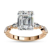 Solitaire Engagement Rings For Women | Center 8.5x6.5mm Emerald Cut Lab Created Moissanite Promise Rings in 14K Solid Rose Gold Jewelry Gift for Her, Ring Size 9.5