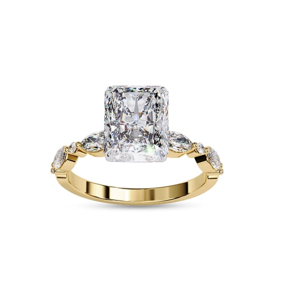Solitaire Engagement Rings For Women | Center 8.5x6.5mm Radiant Cut Lab Created Moissanite Promise Ring in Solid 10K Yellow Gold Jewelry Gift for Her, Ring Size 7
