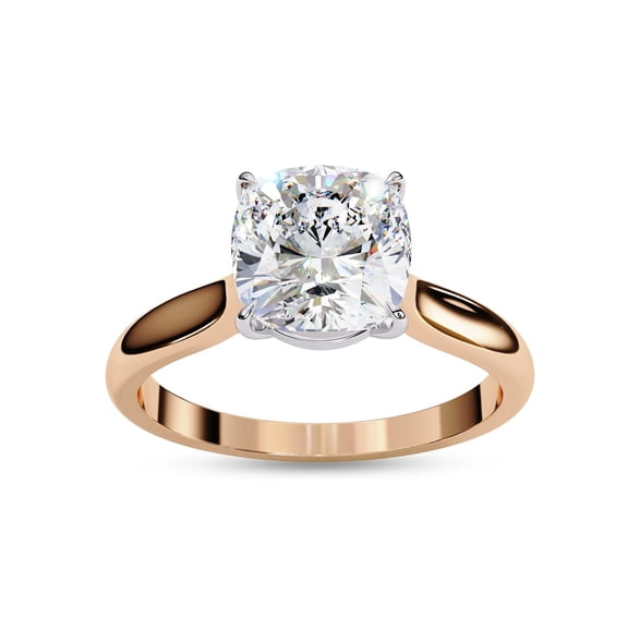 AFFY Solitaire Engagement Rings For Women 8MM Cushion Cut Lab Created Moissanite 4-Prong Solitaire Engagement Promise Rings in 10K Solid Rose Gold, Ring Size 6