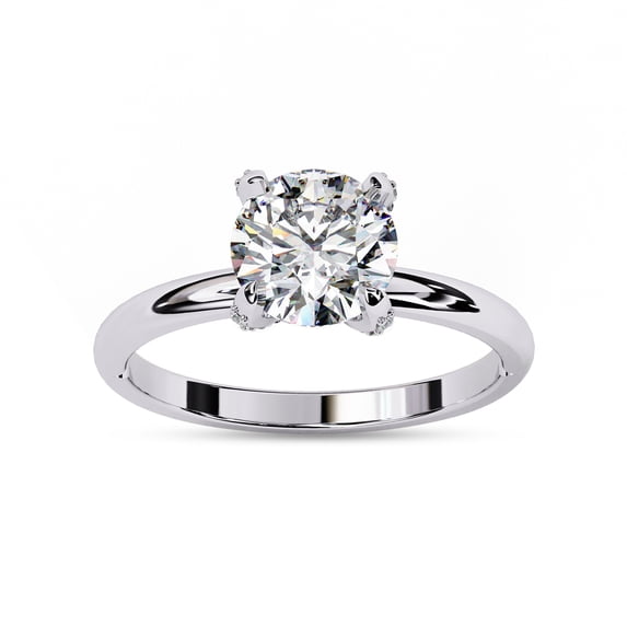 Solitaire Engagement Rings for Women | Center 6.8MM Round Cut Lab Created Moissanite Wedding Promise Rings for Her in 14K Solid White Gold, Ring Size 7