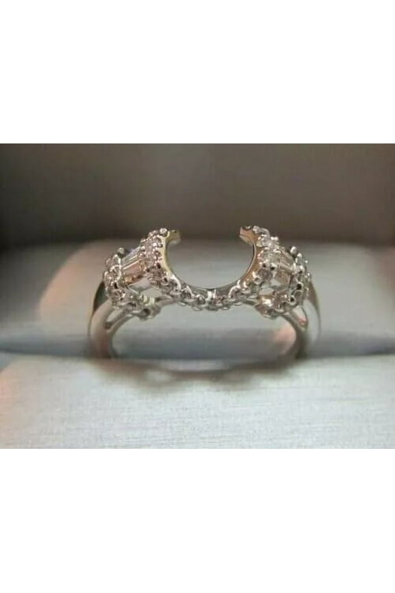 Solitaire Enhancer Wrap 1.50Ct Simulated Diamonds Band 14K White Gold Finish